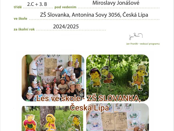 LESNÍ TŘÍDA - CERTIFIKÁT